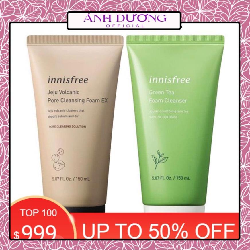 Sữa Rửa Mặt Trà Xanh Innisfree Green Tea Cleansing Foam 150ml ,Srm Tro Núi Lửa Jeju Volcanic Pore - Latino Shop