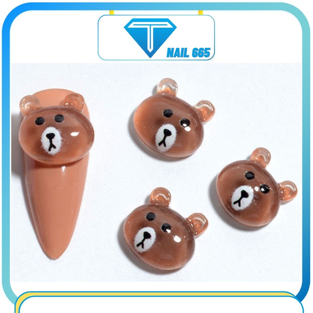 Hoa Sứ Gắn Móng Nail . Phụ Kiện hoa trang trí móng tay gấu thỏ