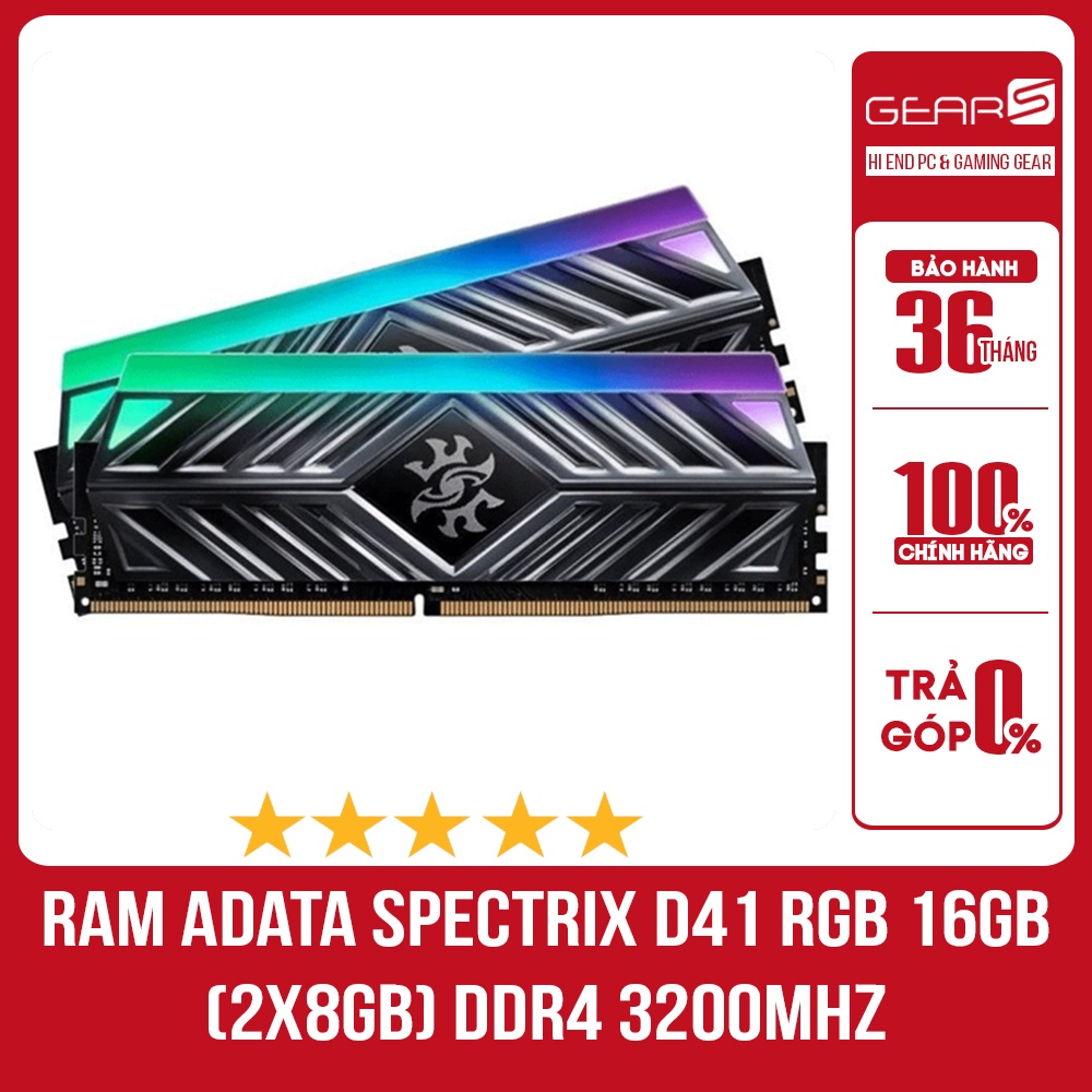 Bộ nhớ Ram Adata Spectrix D41 RGB 16GB (2x8GB) DDR4 3200Mhz - Bảo hành 36 Tháng chính hãng