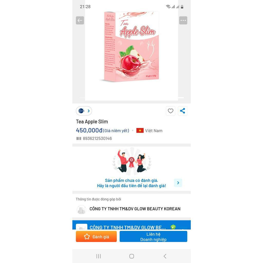 Trà Táo Tea Apple Slim Dạng Túi Lọc Hỗ Trợ Giảm Cân Đẹp Da - Hộp 25 túi lọc x 3.5g