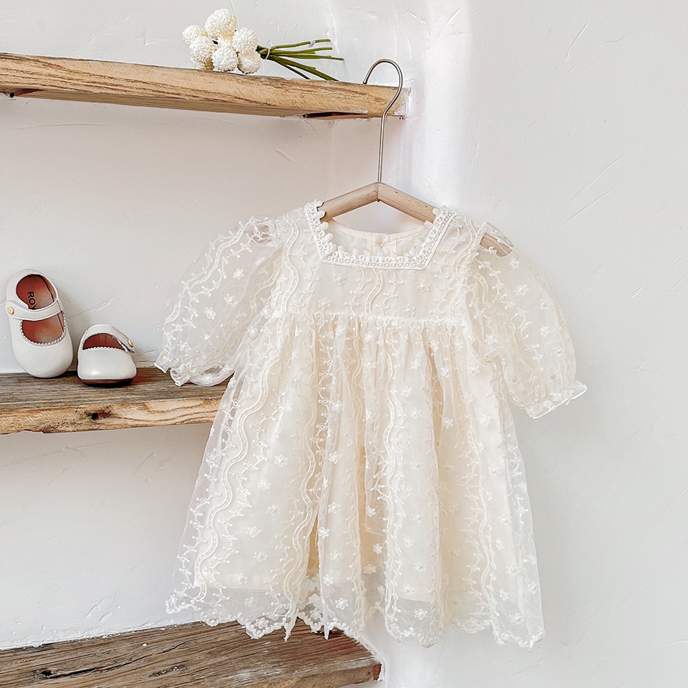 Bộ Áo Liền Quần Công Chúa Phối Ren Dễ Thương Thời Trang Mùa Hè Cho Bé Gái Sơ Sinh