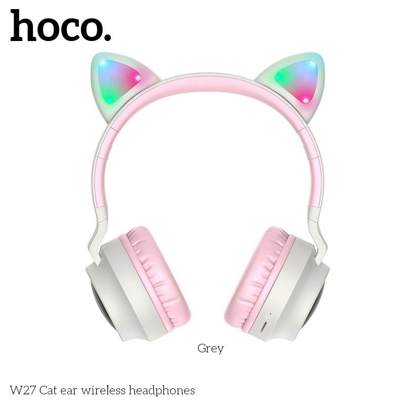 Tai nghe mèo chụp tai gaming bluetooth Hoco W27 Âm thanh sống động, Âm bass Cực Chất dùng cho PC/ laptop/ Điện Thoại