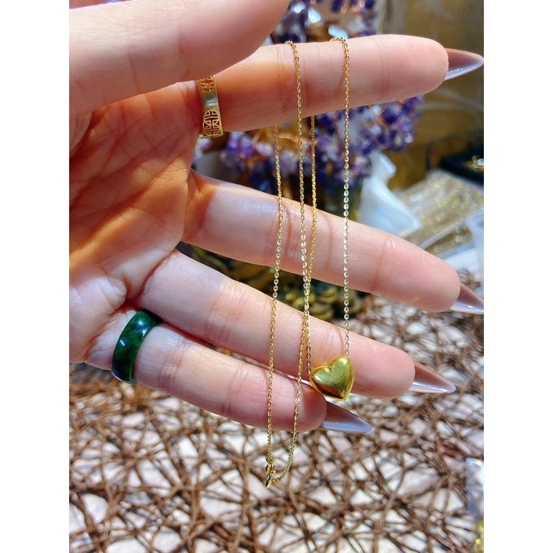 Dây chuyền tim phồng mẫu quốc dân vàng 10kara