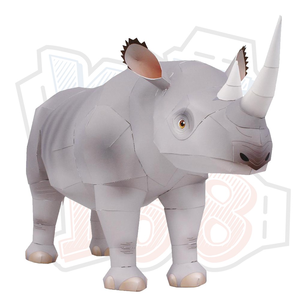 Mô hình giấy động vật Tê giác Black Rhinoceros ver 2