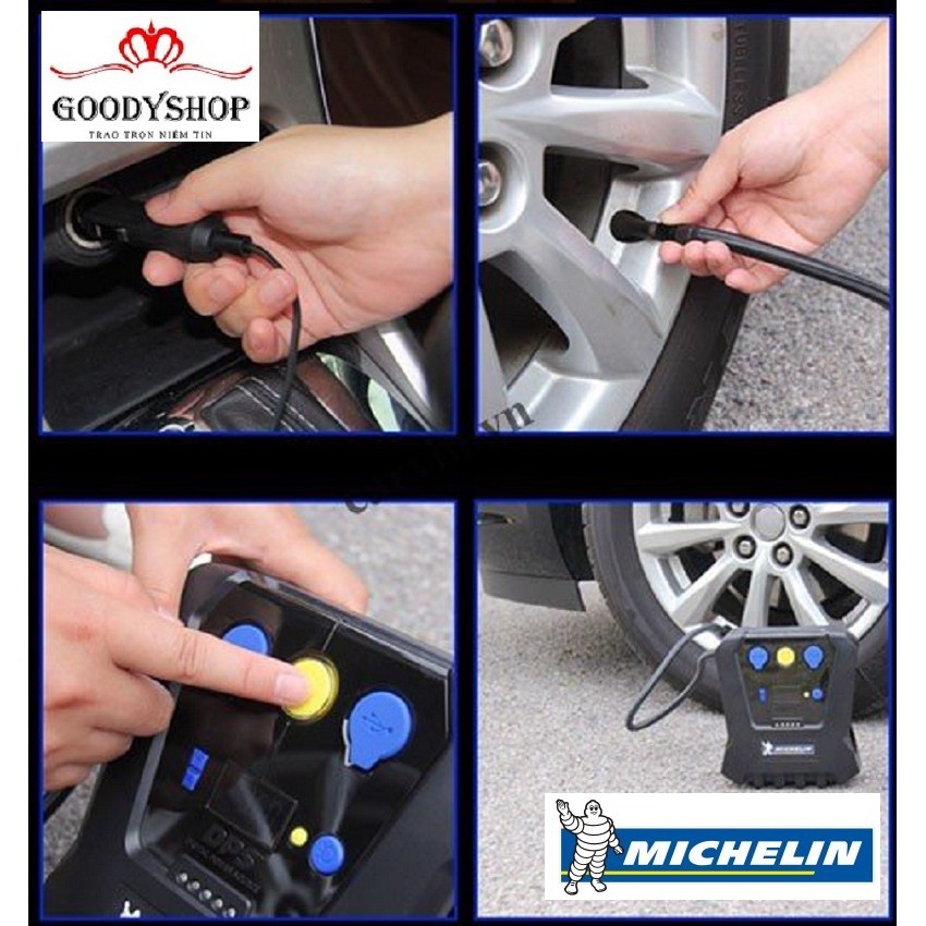 <Bơm điện tự động> Michelin 12V (12266)  dùng bơm lốp ô tô – Thiết bị đồng hành cùng ô tô của bạn-GOODYSHOP