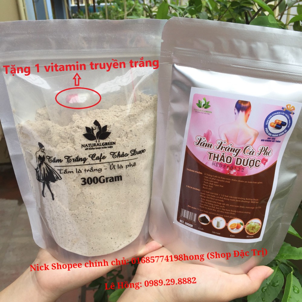 (300gr) Ủ Trắng Cafe Thảo Dược, Tắm Trắng Cafe. Trắng da, tẩy da chết, Giảm mụn sần lỗ chân lông, mờ thâm nám tàn nhang