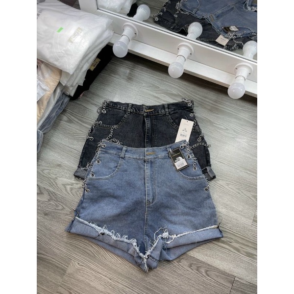 Quần short jeans dây xích siêu hot cao cấp