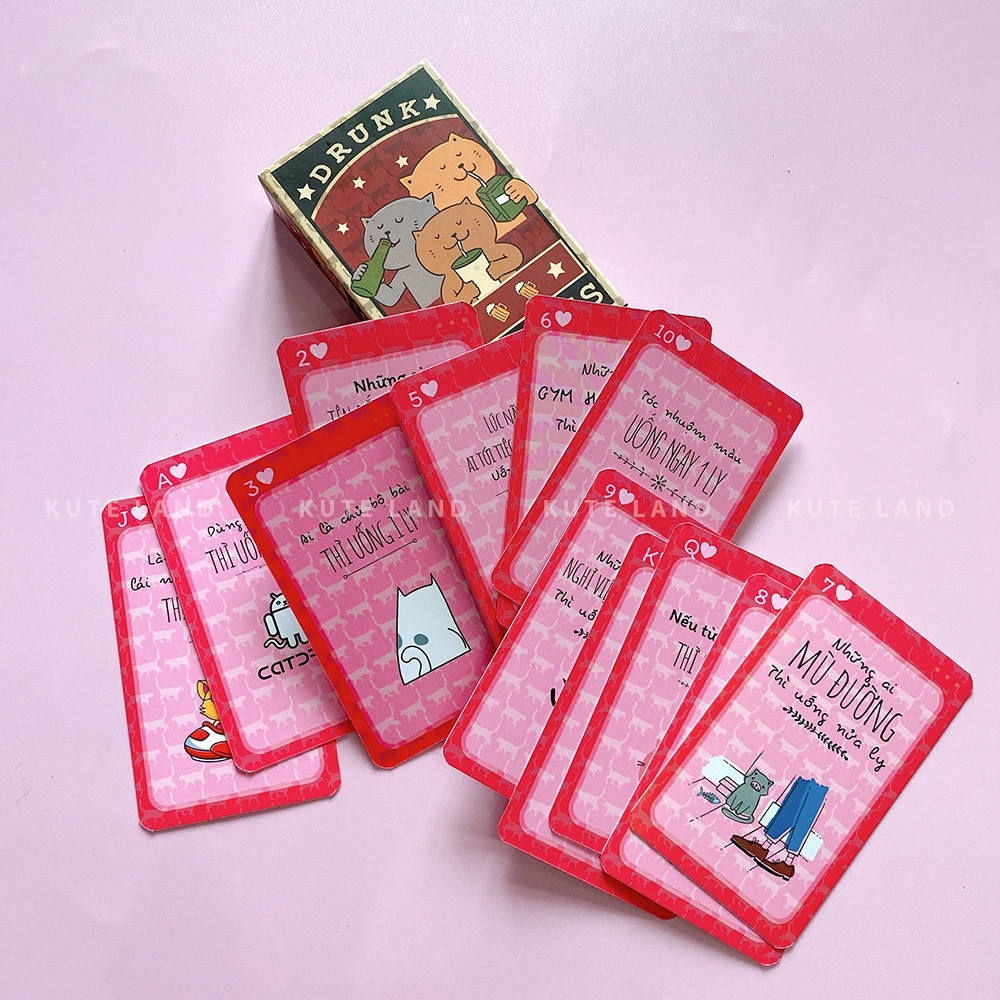 Bộ bài Drunk Kittens Drinking Game Việt Hoá Giá Rẻ Thẻ bài cực đã 52 lá say quên lối về K-DRKT