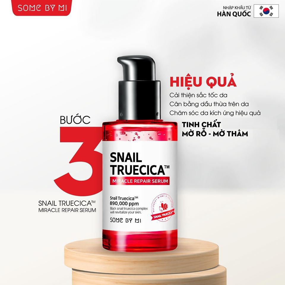 Serum ốc sên - Tinh chất ốc sên dưỡng da phục hồi sẹo Some By Mi Snail Truecica Miracle Repair 50ml Auth Hàn Quốc