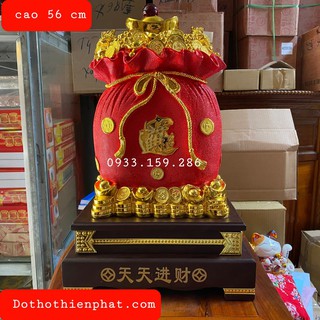 Túi vàng kim bảo tài lộc phong thủy cao 48cm màu đỏ loại 1 rất đẹp