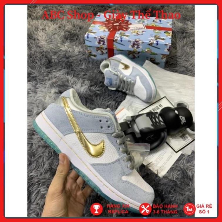 [FreeShip+ Hàng Xịn] Giầy thể thao SB Dunk Clean Silver xanh trắng noel, Giày SB xám xanh nhạt thấp cổ