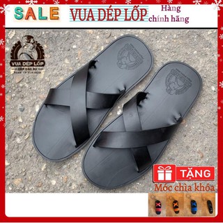 Mới về- Dép cao su nam nữ 2 quai chéo màu đen quai nhỏ làm thủ công từ lốp ô tô Vua dép lốp Anh Nhi Shop