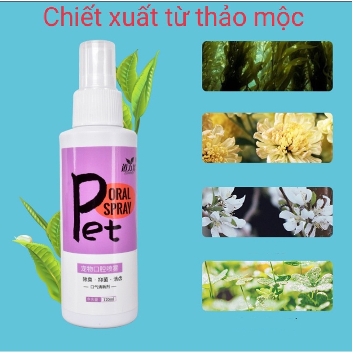 Xịt thơm miệng cho thú cưng Dorrikey 120ml - Súc miệng làm sạch răng miệng cho chó mèo - Hàng chính hãng Date mới