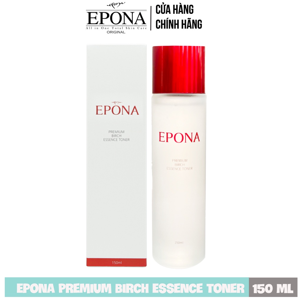 Bộ Đôi Cấp Ẩm - Nâng Tông Da Mướt Mịn Epona Premium Birch Essence Toner 150ml, Epona Premium Snail Tone Up Cream 50ml