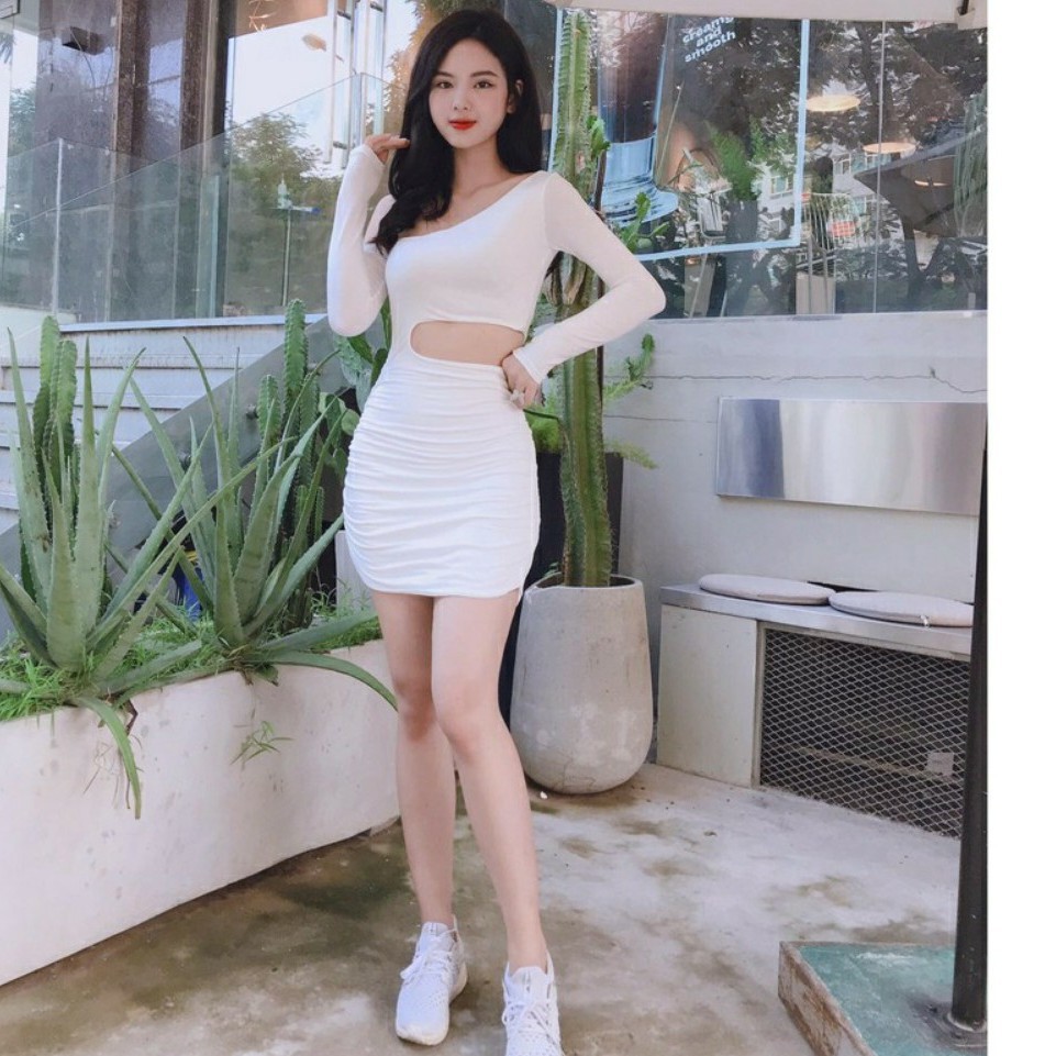 Đầm Body Lệch Vai Khoét Eo Thời Trang Nữ Thiết Kế Hot Trend | BigBuy360 - bigbuy360.vn