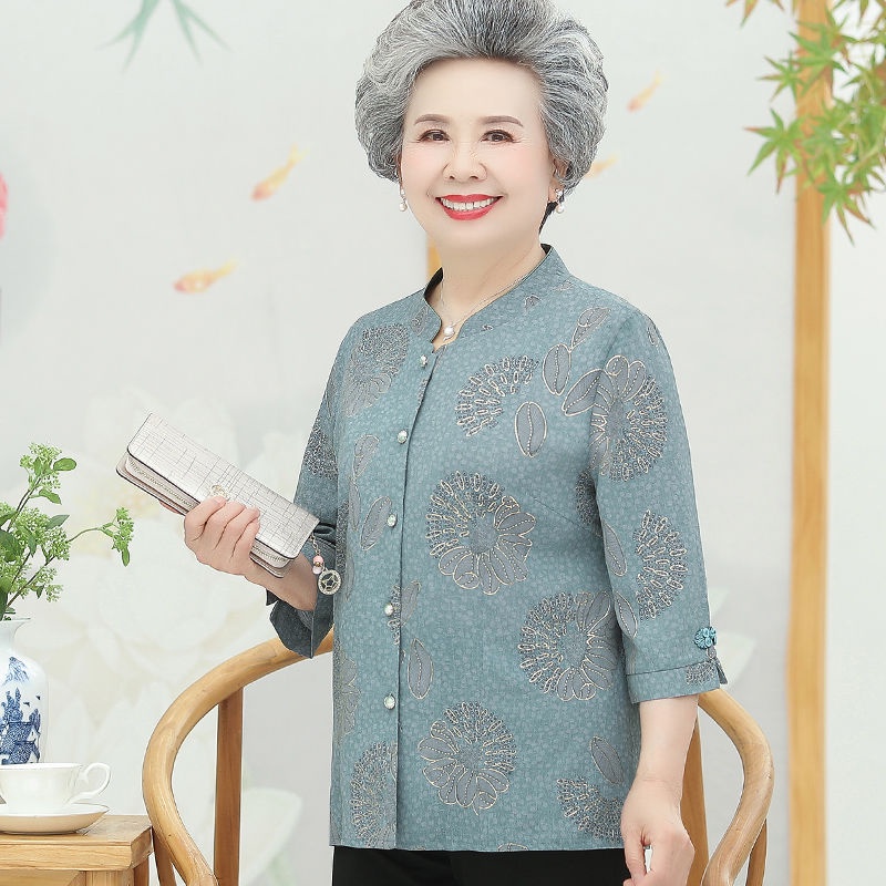 Áo hai dây mùa hè mới của người trung niên và lớn tuổi 60-80 váy bà nội Bộ đồ Quốc