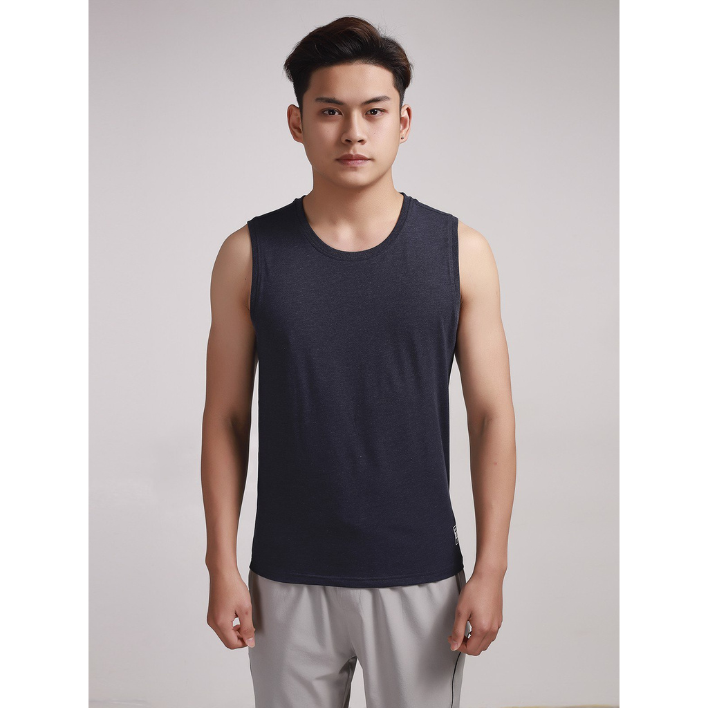 Áo Lót Nam Aristino ATT005S8 Áo Thun Ba Lỗ Màu Xanh Tím Than Vải CVC Mềm Mịn Dáng Slim Fit Ôm Vừa