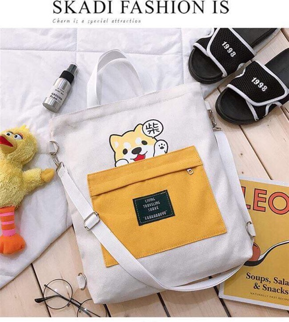 Túi vải đeo vai con chó thời trang nữ tiện ích- Túi vải tote