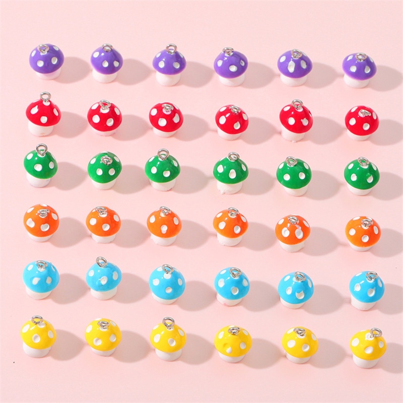 1 Gói Hạt Charm Hình Nấm Nhỏ Tự Làm Trang Sức / Móc Khóa / Vòng Tay