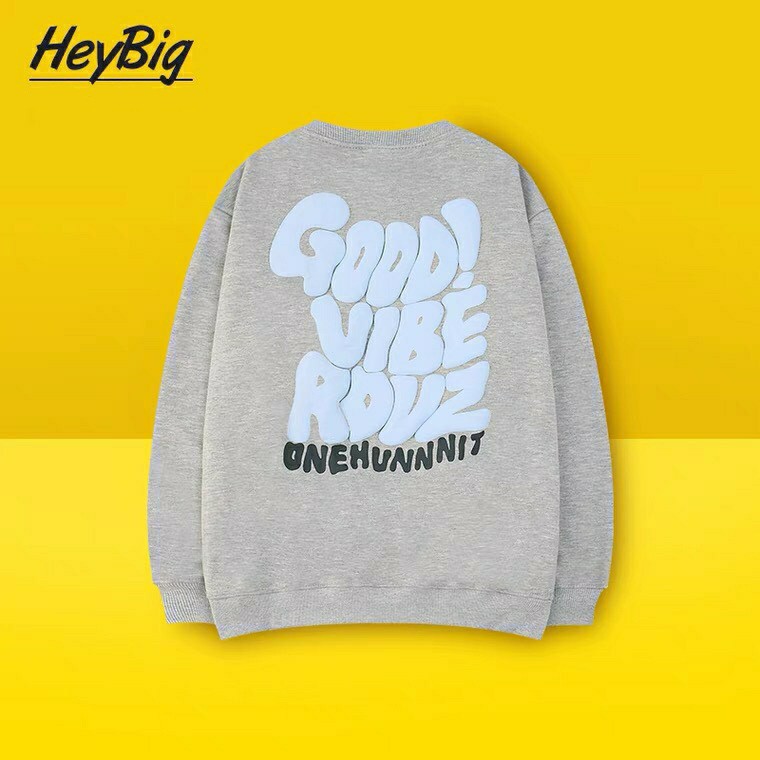 Áo sweater nam nữ HeyBig Áo nỉ lót lông dài tay form rộng unisex in hình Good Vibe Rovz