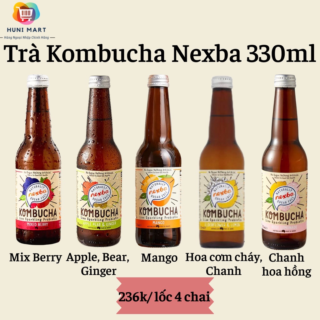 Trà Kombucha Nexba lốc 4 chai 330ml
