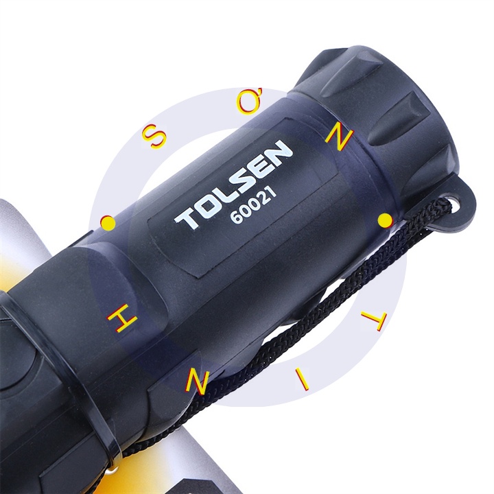Đèn pin chống nước, chống bụi tolsen 60021 CÁN BỌC NHỰA 7 LED
