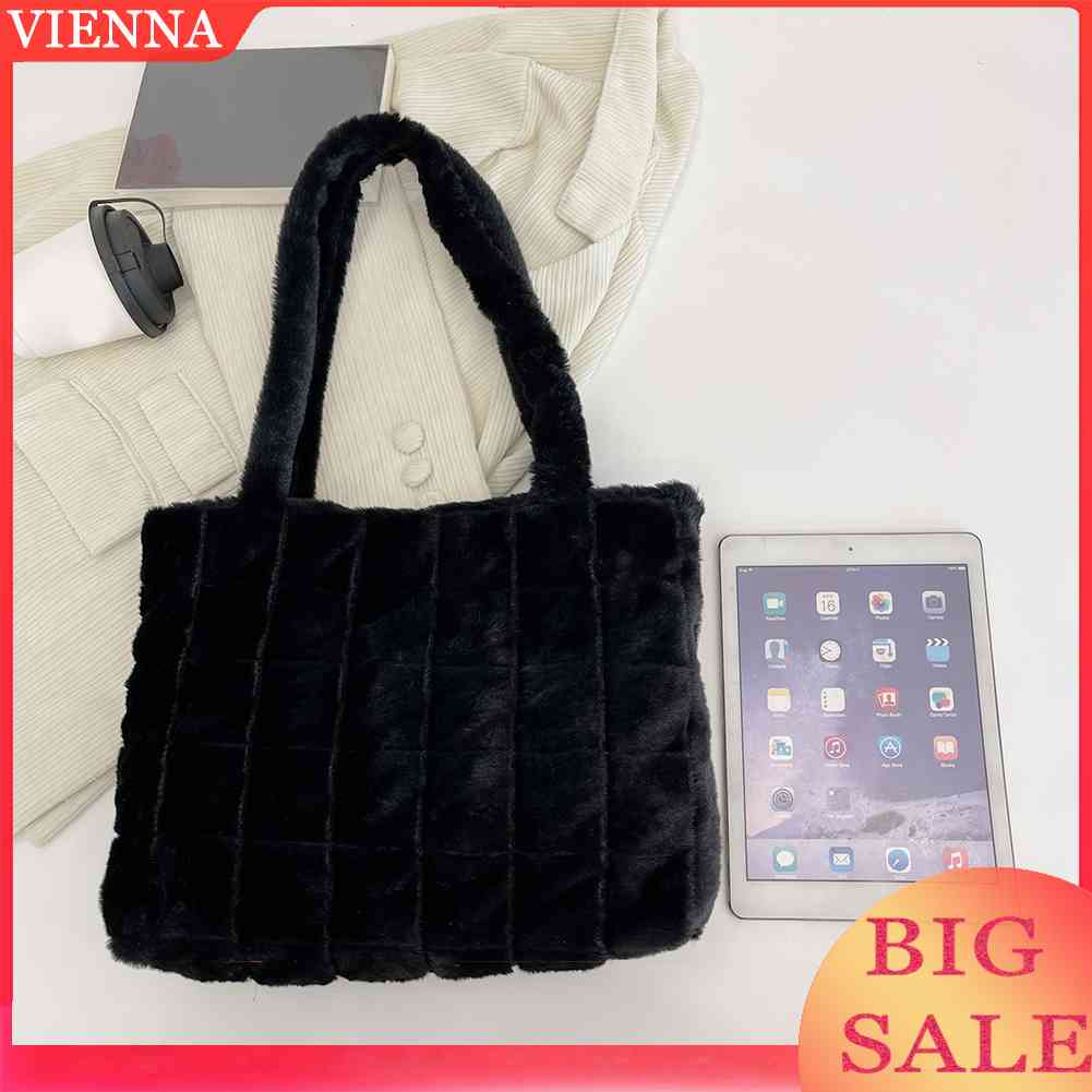 Túi Tote Lông Xù Mềm Mại Có Tay Cầm Thời Trang Thu Đông Cho Nữ