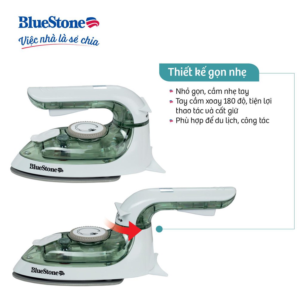 Bàn ủi hơi nước mini BlueStone SIB-3819 (1200W) - Bảo hành 24 tháng - Hàng Chính Hãng