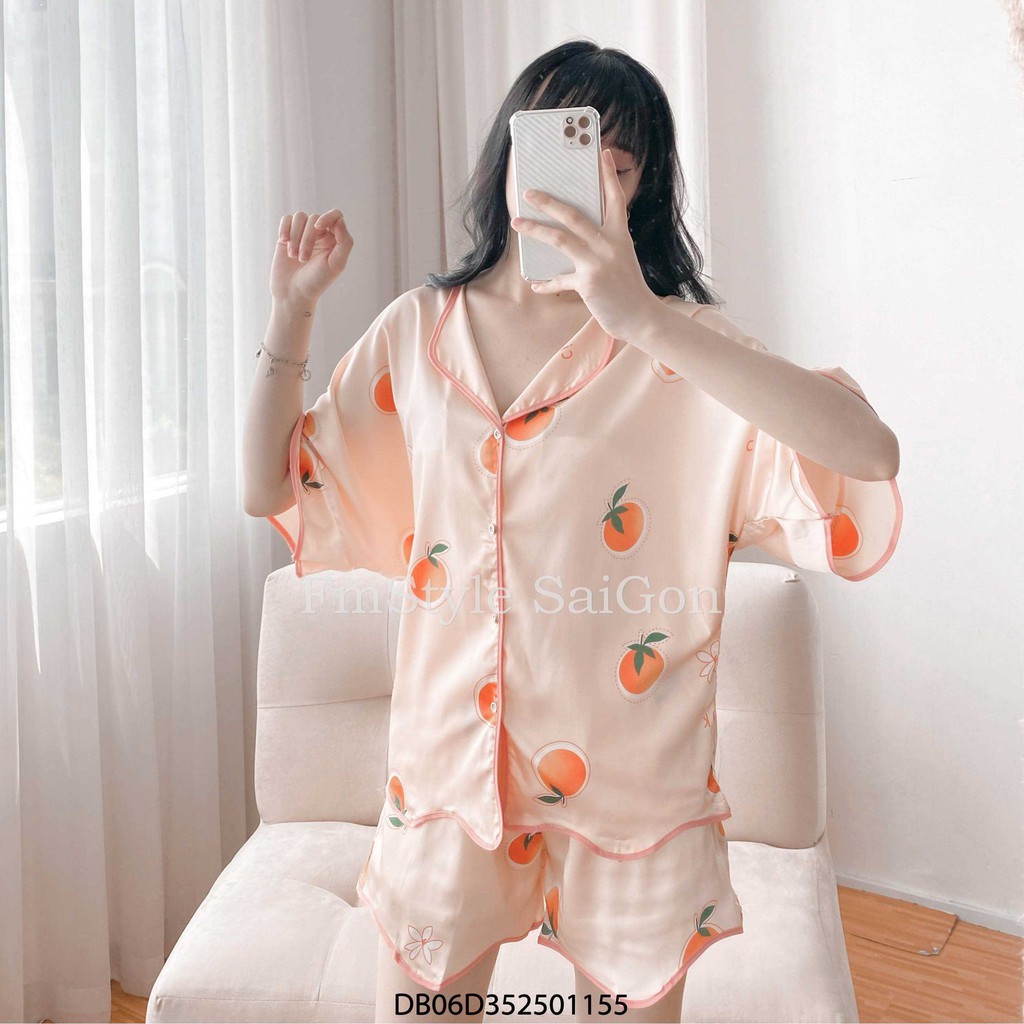 Bộ ngủ áo tay ngắn in hình + quần ngắn viền sóng ullzang thời trang nữ FMStyle SaiGon 21DB07D351701 | BigBuy360 - bigbuy360.vn