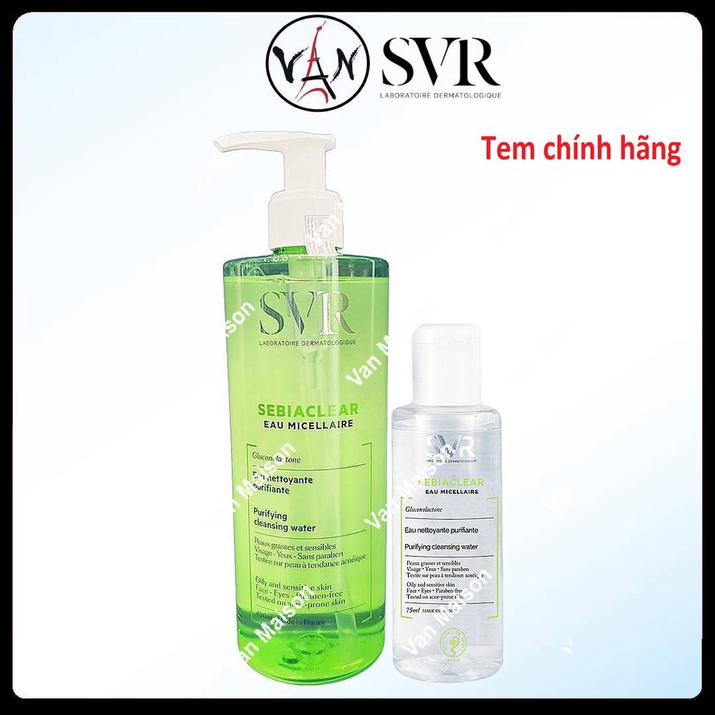 Nước tẩy trang svr giảm mụn cho da dầu nhờn sebiaclear eau micellaire 75ml và 400ml