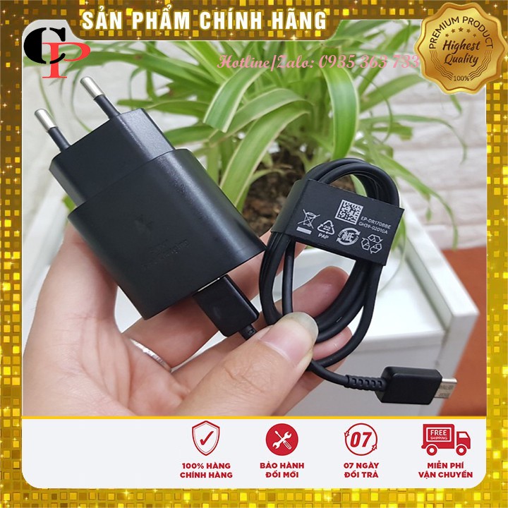 Bộ sạc nhanh, Củ sạc nhanh 25w xịn sò Chính hãng Samsung KCN Đông Thọ Bắc Ninh không nóng máy giật lag, không kén sạc