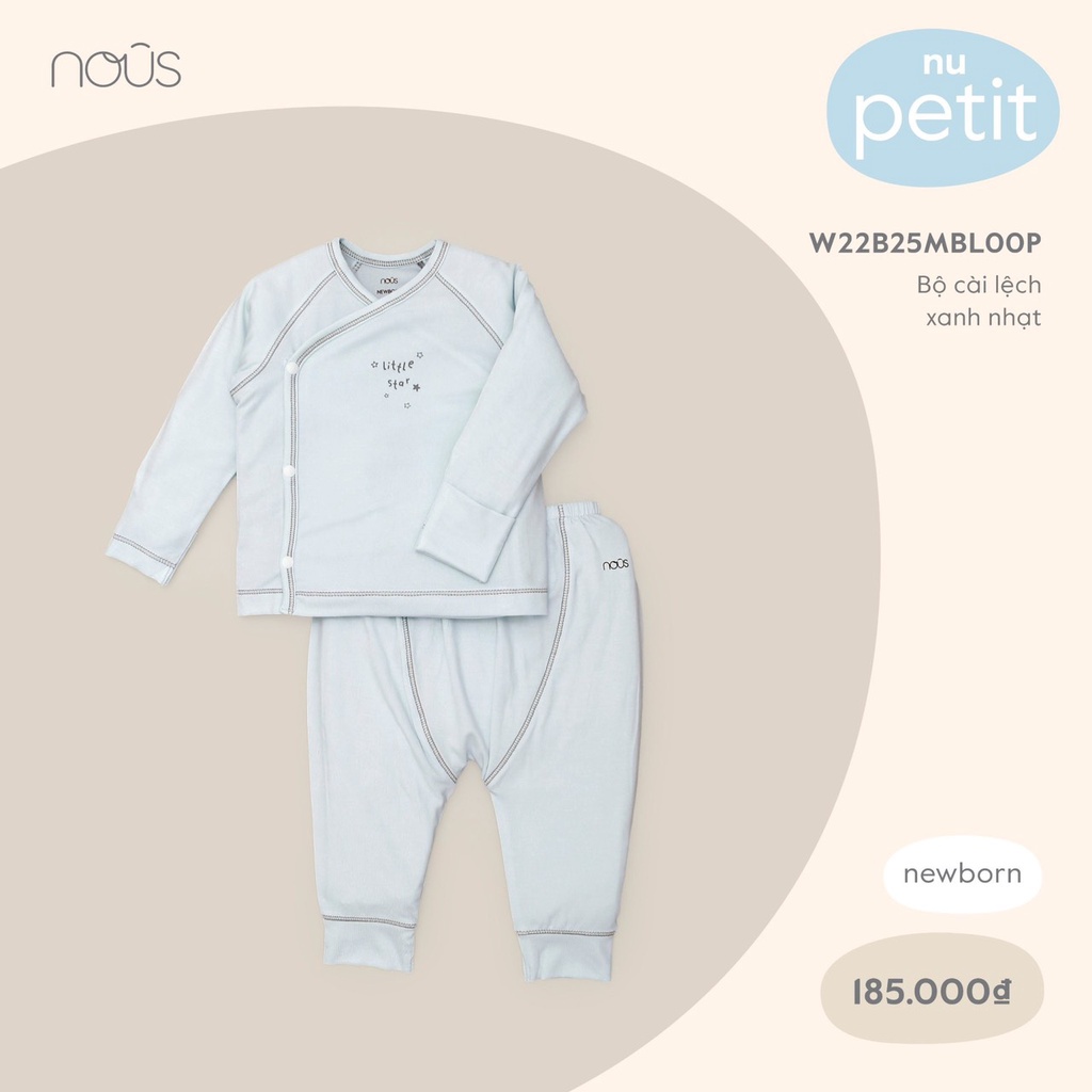 NUOS 2022 Bộ sơ sinh cài lệch pettit bé trai/bé gái(sale)