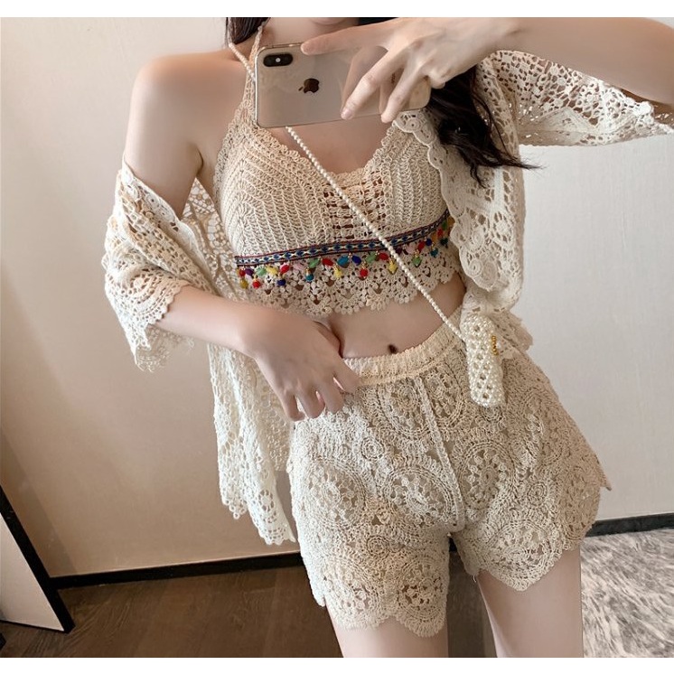 Bikini ren đi biển thổ cẩm - Sét đồ đi biển đan móc có bán rời theo phân loại