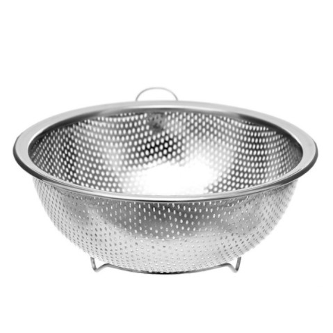 Rổ inox 304 lưới lỗ dày, sáng bóng có quai tiện lợi, hàng chuẩn (loại 1)