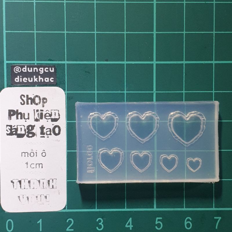 Khuôn silicon trang trí nail hình cái bánh tròn và trái tim