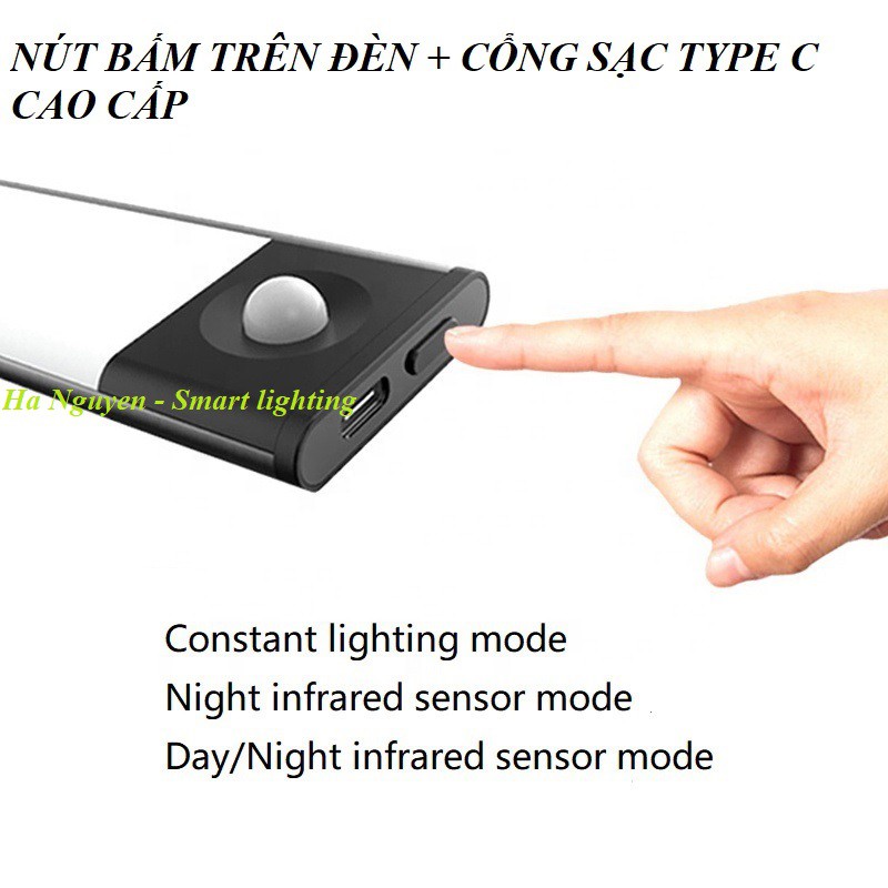 Đèn LED gắn tủ tự động sáng , pin sạc dài 60cm 40cm 23cm dùng gắn tủ quần áo , tủ chén , cầu thang tích hợp pin sạc