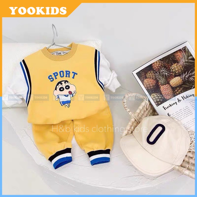 Quần áo thu đông cho bé trai  YOOKIDS họa tiết shin bút chì chất da cá mềm mịn giữ ấm tốt cho bé 1 2 3 4 tuổi