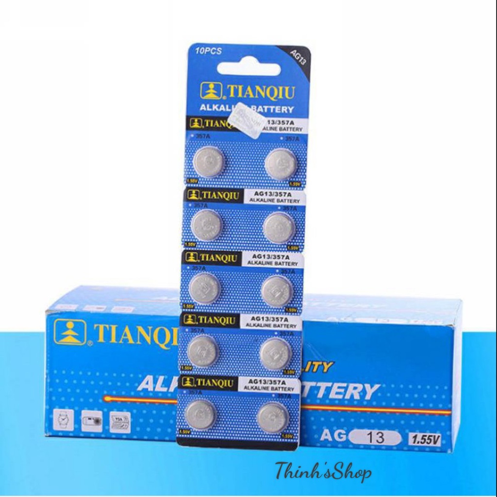Vỉ 10 viên pin AG13 / LR44 / LR1154 / 357 Alkaline TIANQIU siêu rẻ
