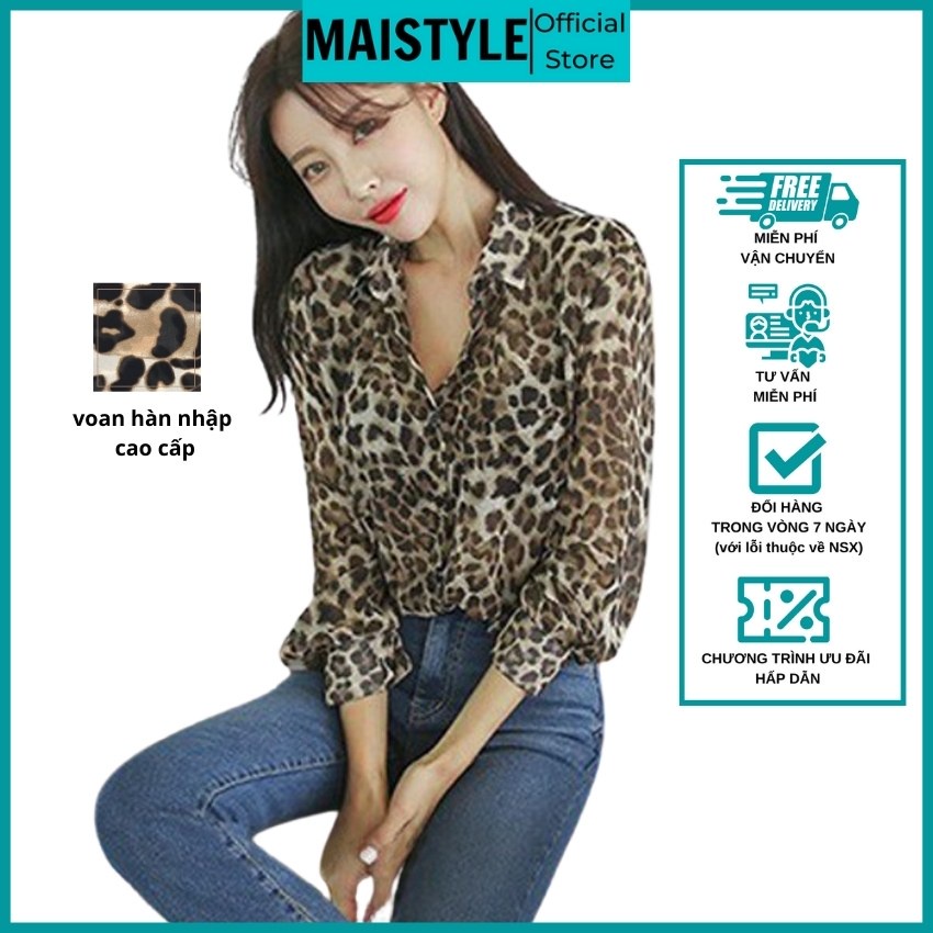 Áo sơ mi nữ MAISTYLE áo voan kiểu dài tay bánh bèo nữ công sở da beo đẹp hàn quốc cao cấp MY1096 | BigBuy360 - bigbuy360.vn