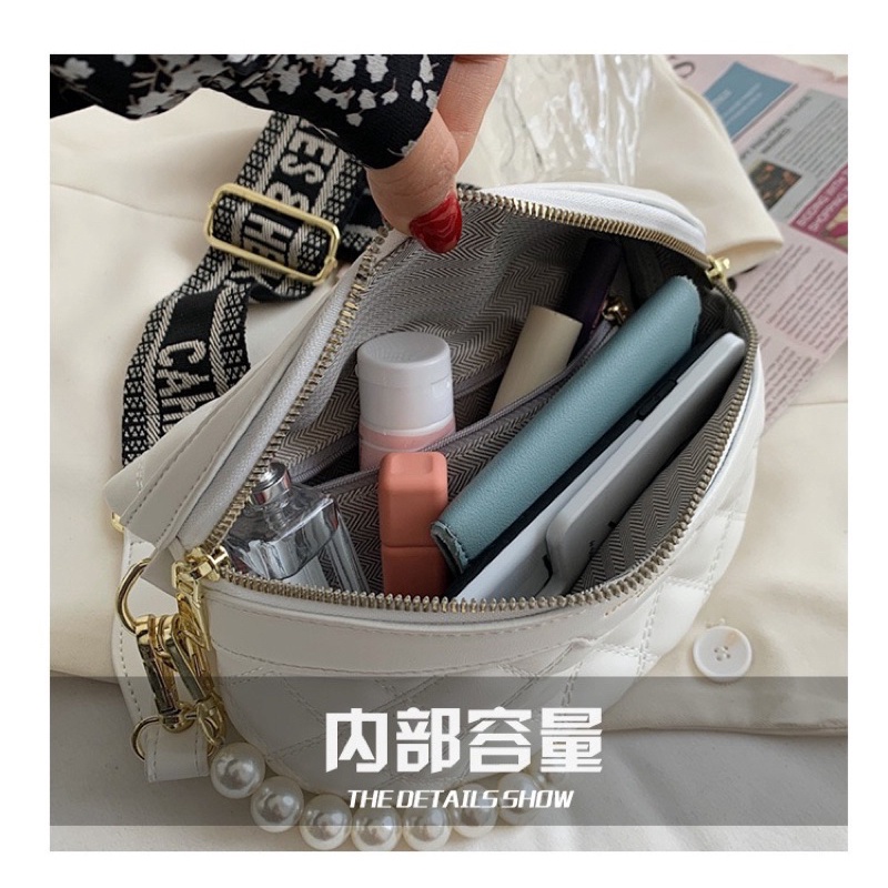 Túi bao tử, túi đeo bụng nữ cá tính dây ngọc đi chơi đi làm M108