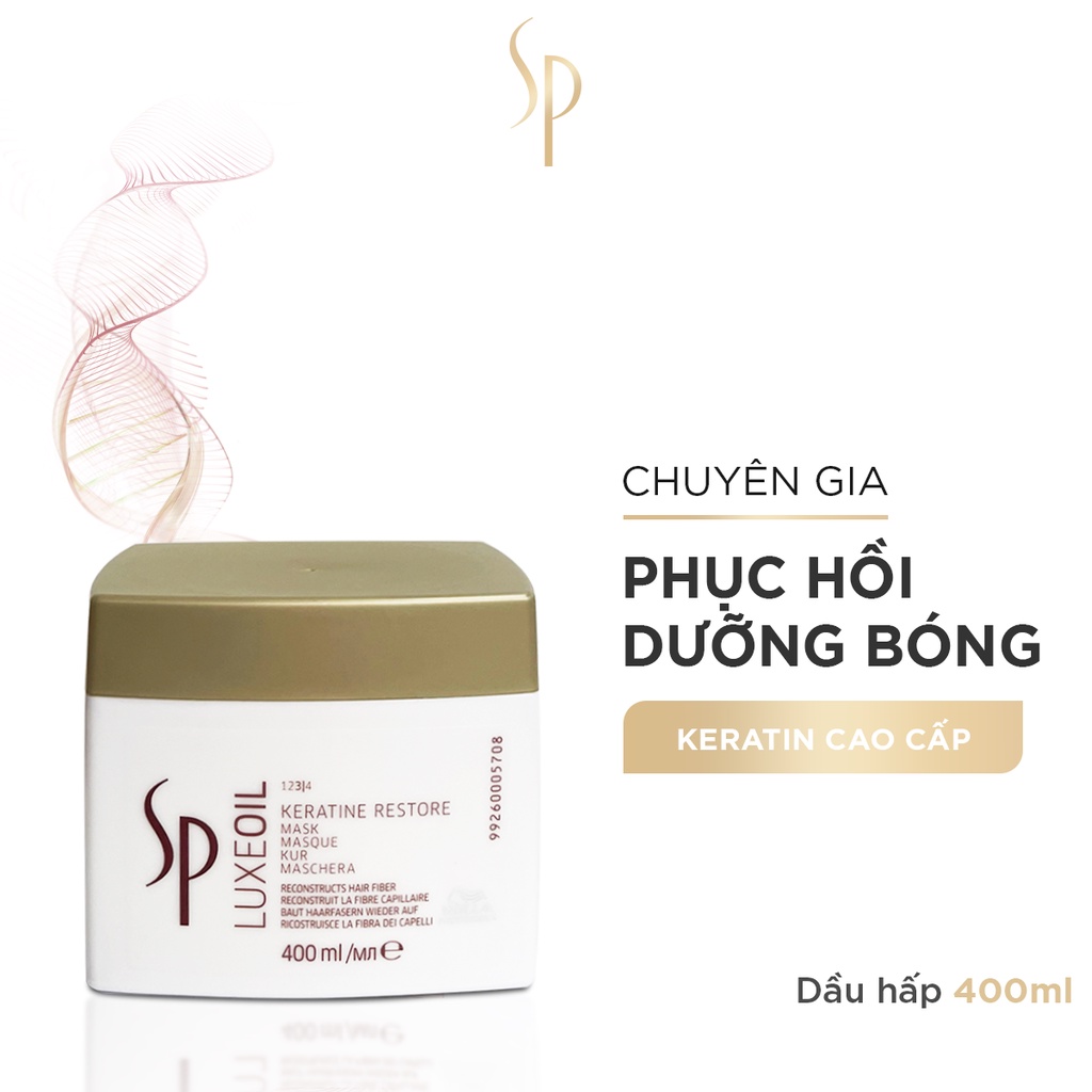 Dầu hấp phục hồi Keratin tức thì SP LuxeOil Restore Mask, Chăm Sóc Tóc Bóng Khoẻ Từ Gốc Tới Ngọn 150ml-400ml