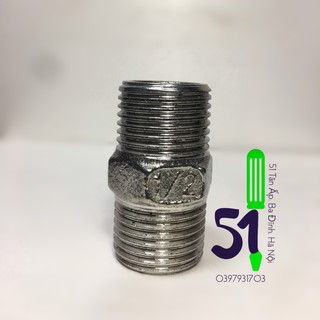 Kép inox cỡ 15 (hoặc cỡ ren 21mm) | Nối 2 đầu ren ngoài inox 15