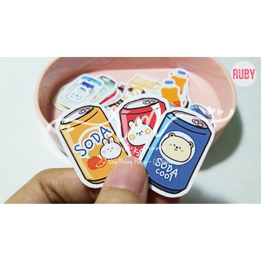 Bộ 35 Nhãn Dán Sticker Hộp sữa, Lon nước ngọt
