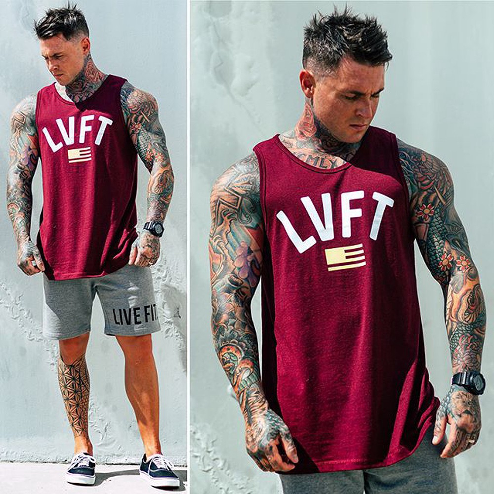 LIVE FIT Cotton Sports Vest Men's Fashion Casual Tank Tops