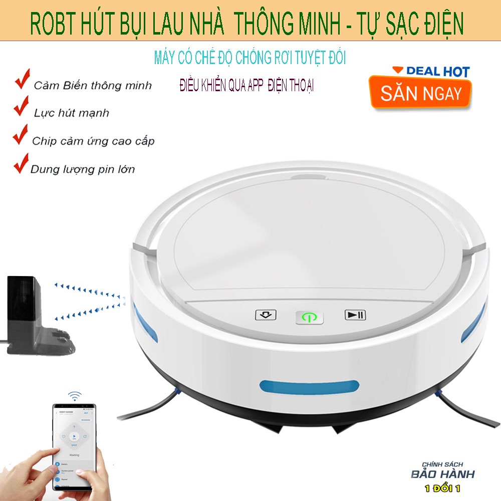 Robot Hút Bụi HCO2, Robot Hút Bụi Lau Nhà Thông Minh ,Tự Sạc Pin, Điều Khiển Từ Xa, Sức Hút  Mạnh Hút Sạch Mọi Bụi Bẩn .
