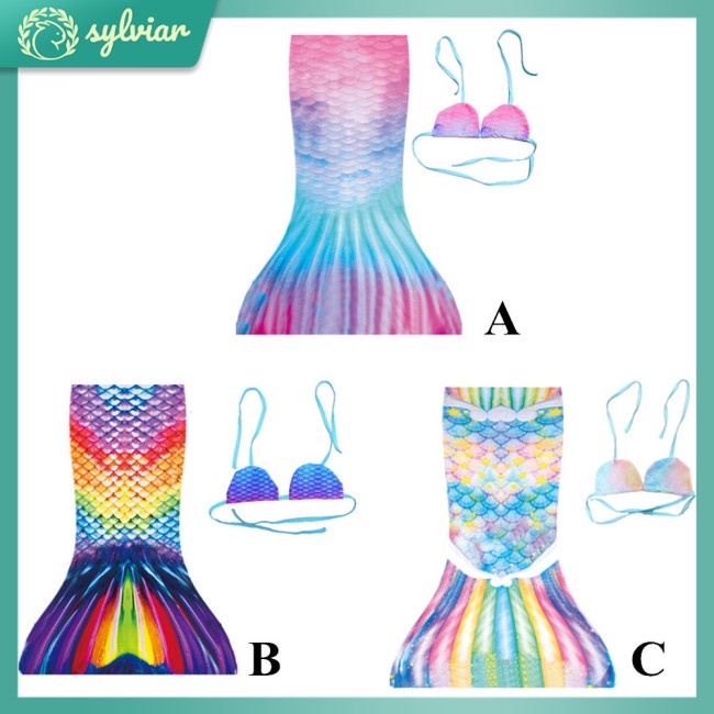 Bộ Đồ Bơi Đuôi Nàng Tiên Cá Dễ Thương Cho Bé Gái Từ 3-14 Tuổi