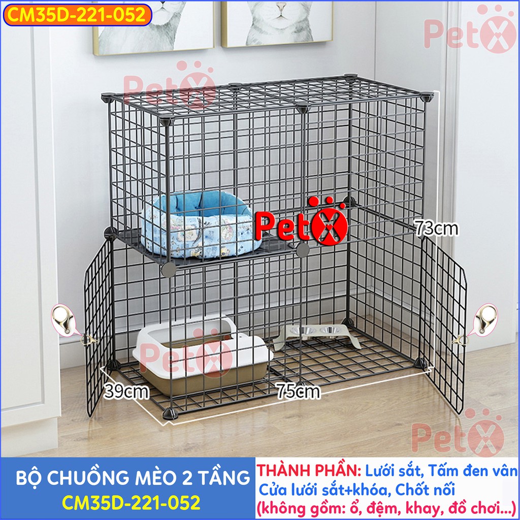 Chuồng mèo 2 tầng lưới sắt lắp ghép đa năng cho thú cưng thỏ, sóc bọ ú chọn mẫu theo phân loại