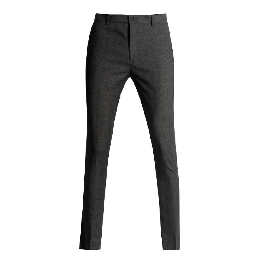 Quần Âu Nam Quần Tây Công Sở Cao Cấp OWEN QD220179 Dáng Trendy Ống Côn Kẻ Caro Ghi Đậm Vải Polyester Mềm Mát Đứng Form