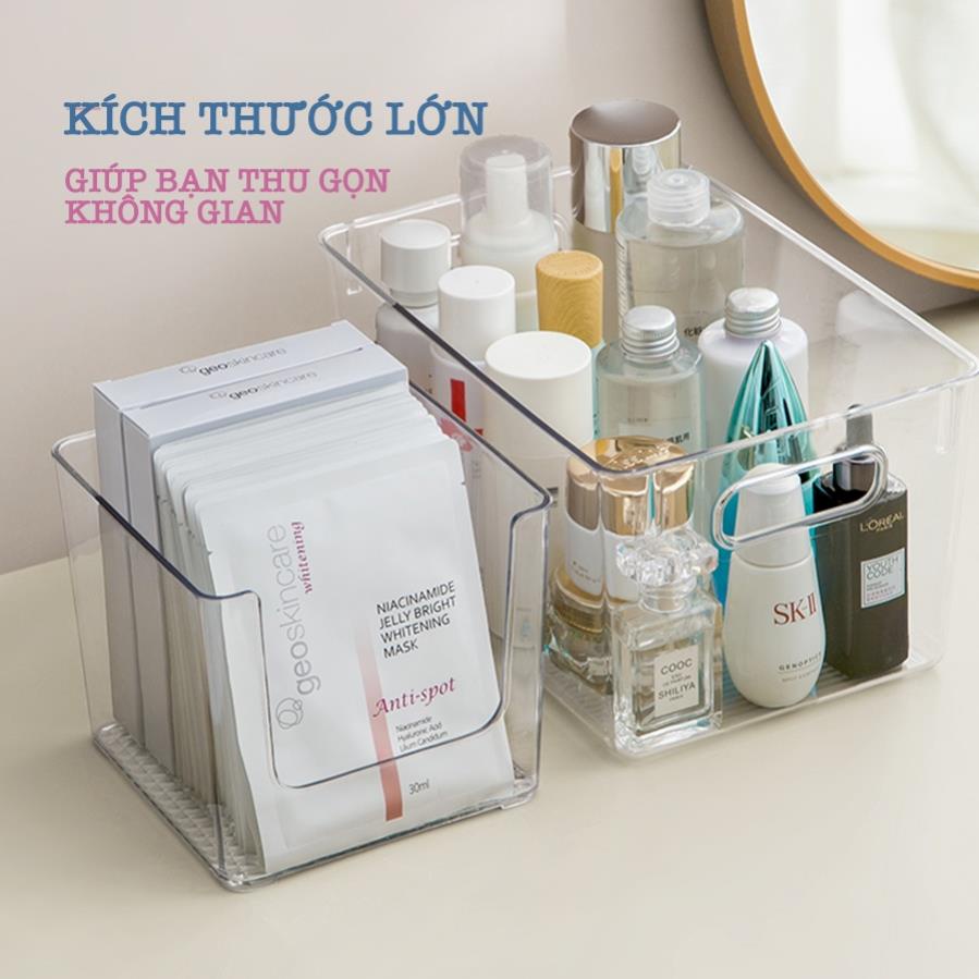 Khay Đựng Đồ Trong Suốt, Khay Nhựa Đựng Mĩ Phẩm, Mặt Nạ Có Tay Cầm Q051