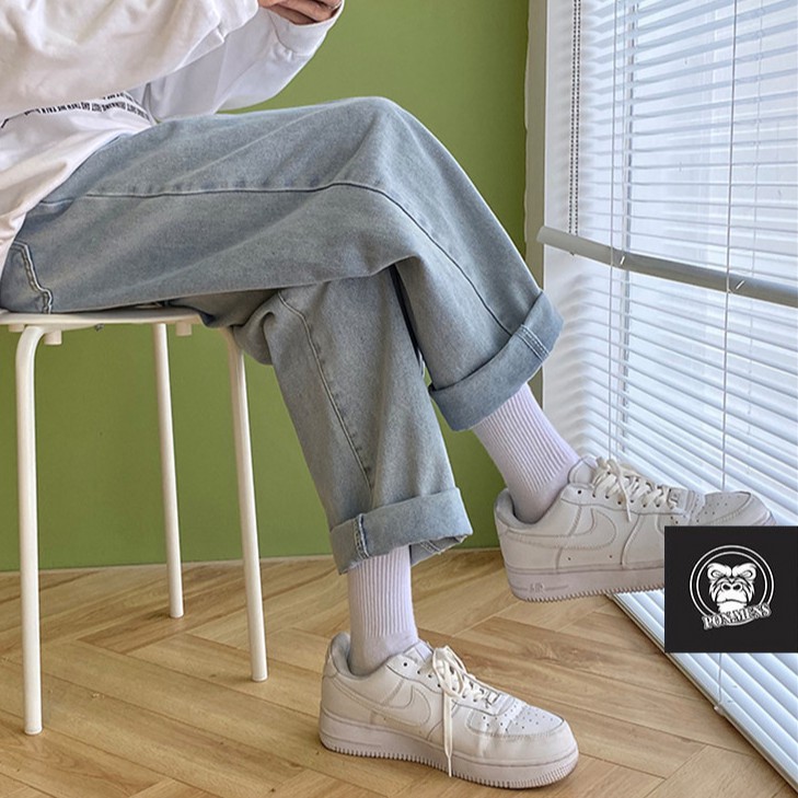 Quần jean baggy nam nữ ống suông rộng màu xanh ghi nhạt 2021 927m | BigBuy360 - bigbuy360.vn